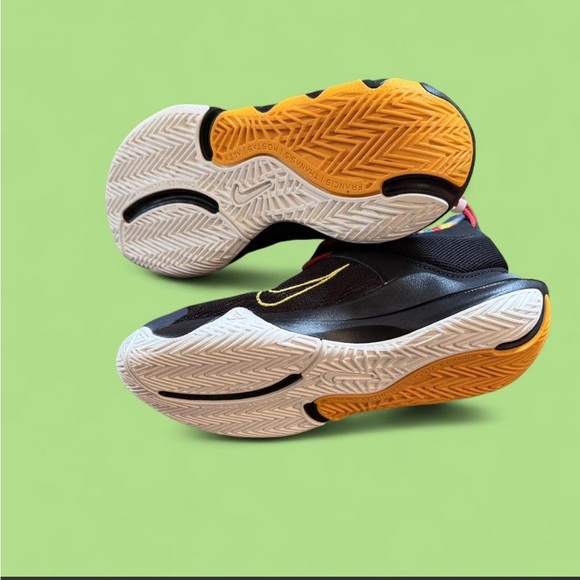 Nike Kids Black Sneakers with Mint Swoosh and Yellow Sole - Picture 6 of 7